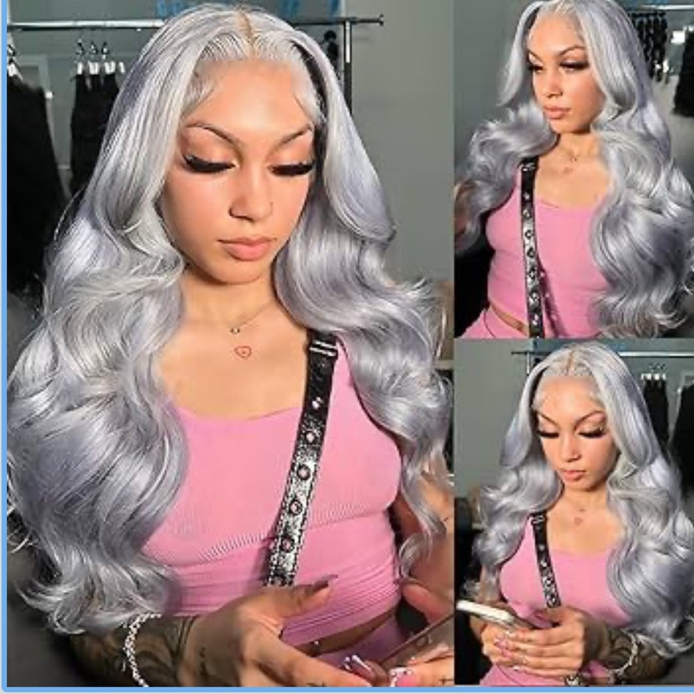 Gray  24” Bodywave  Lace Front Wig NEW